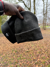 Load image into Gallery viewer, The Brewer street Beenie - charcoal grey  with black embroidery.