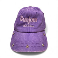 Bonjour Madame garment dye hand finished studded washed purple cap