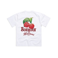 Bonjour Madame Raspberry Tee  - White